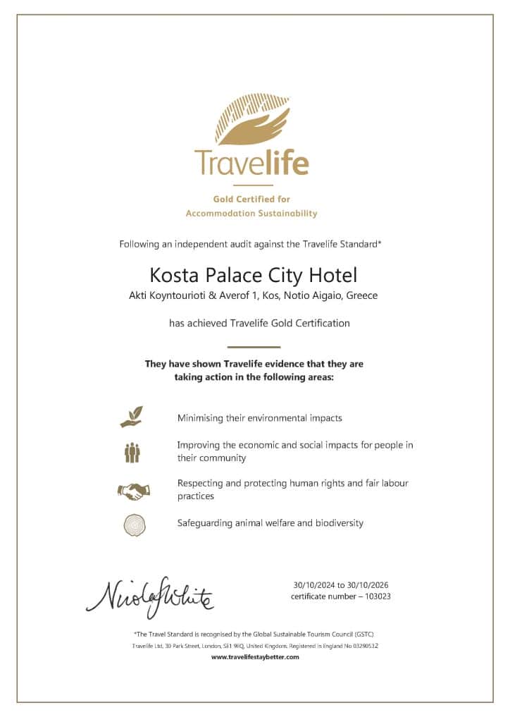 TRAVELIFE certificate